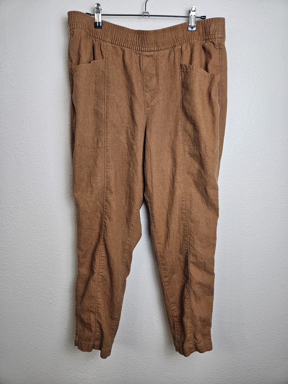 Old Navy Women's Cropped Elastic-Waist Brown Pants Size L